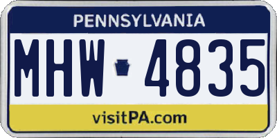 PA license plate MHW4835