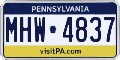PA license plate MHW4837