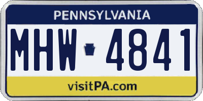 PA license plate MHW4841