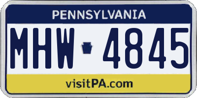 PA license plate MHW4845