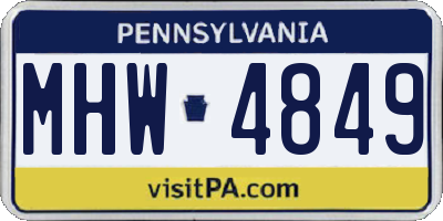 PA license plate MHW4849