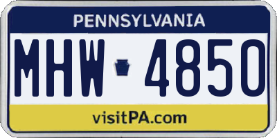 PA license plate MHW4850