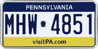 PA license plate MHW4851