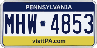 PA license plate MHW4853
