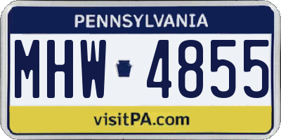 PA license plate MHW4855