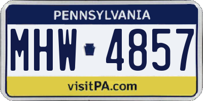 PA license plate MHW4857