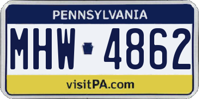 PA license plate MHW4862