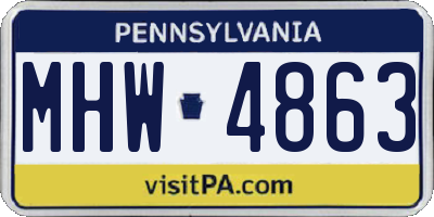 PA license plate MHW4863
