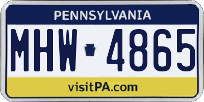 PA license plate MHW4865