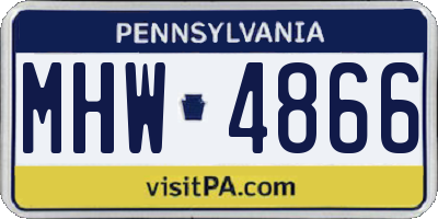 PA license plate MHW4866