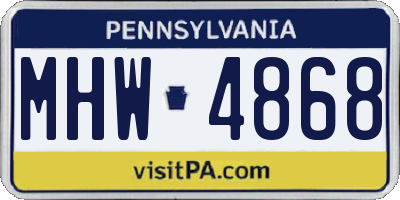 PA license plate MHW4868