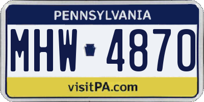 PA license plate MHW4870