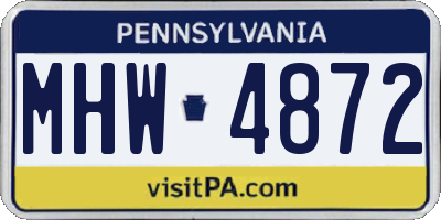 PA license plate MHW4872