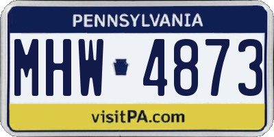PA license plate MHW4873