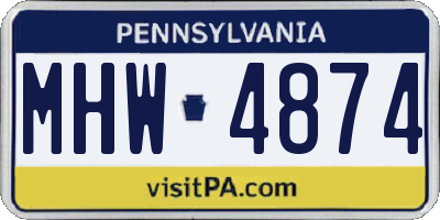 PA license plate MHW4874