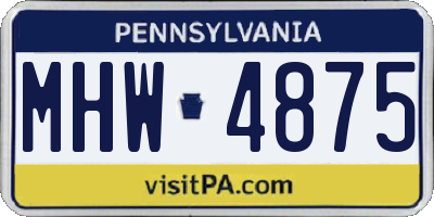 PA license plate MHW4875