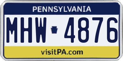 PA license plate MHW4876