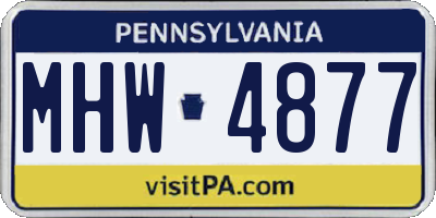 PA license plate MHW4877
