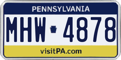 PA license plate MHW4878