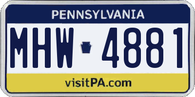 PA license plate MHW4881