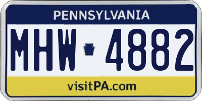 PA license plate MHW4882