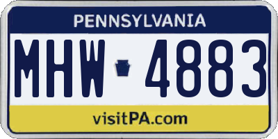 PA license plate MHW4883