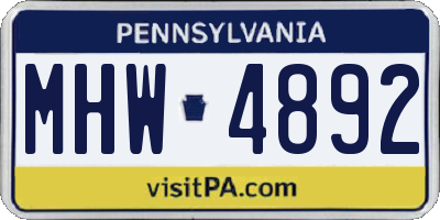 PA license plate MHW4892