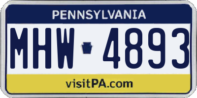 PA license plate MHW4893