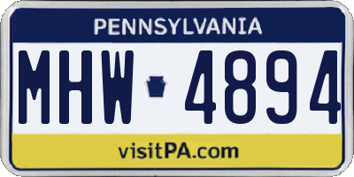 PA license plate MHW4894