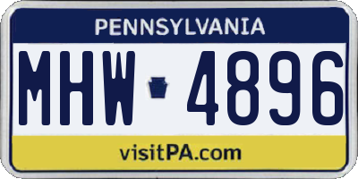 PA license plate MHW4896