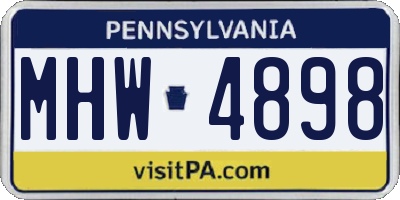 PA license plate MHW4898