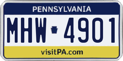 PA license plate MHW4901
