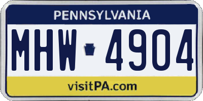 PA license plate MHW4904