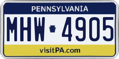 PA license plate MHW4905