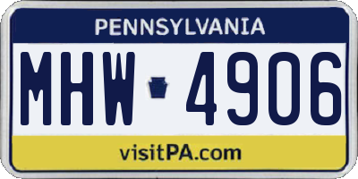 PA license plate MHW4906