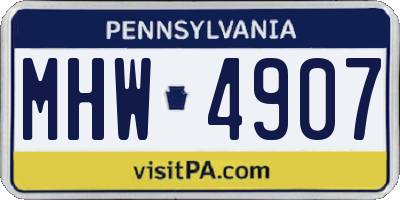 PA license plate MHW4907