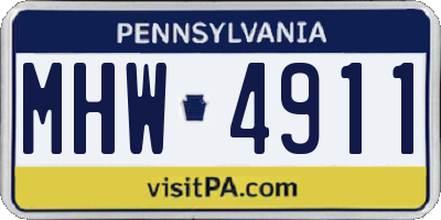 PA license plate MHW4911