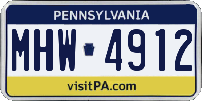 PA license plate MHW4912