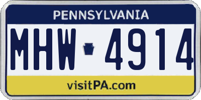 PA license plate MHW4914
