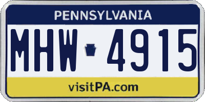 PA license plate MHW4915