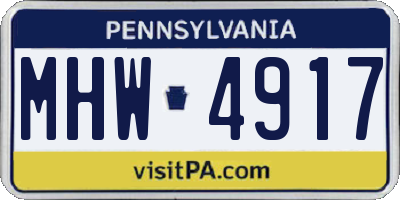 PA license plate MHW4917