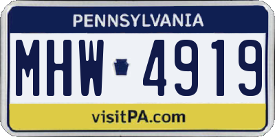 PA license plate MHW4919