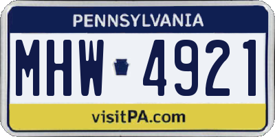 PA license plate MHW4921