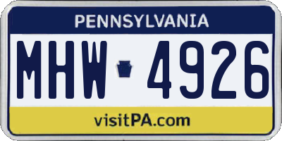 PA license plate MHW4926