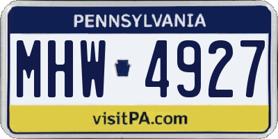 PA license plate MHW4927