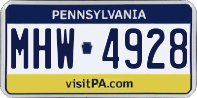 PA license plate MHW4928