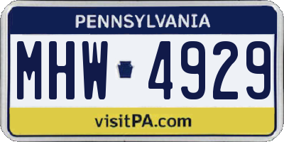 PA license plate MHW4929