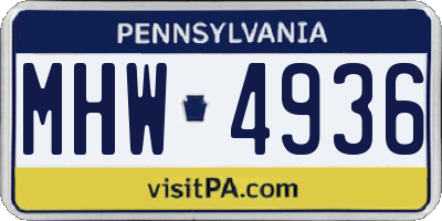 PA license plate MHW4936