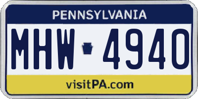 PA license plate MHW4940