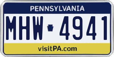 PA license plate MHW4941